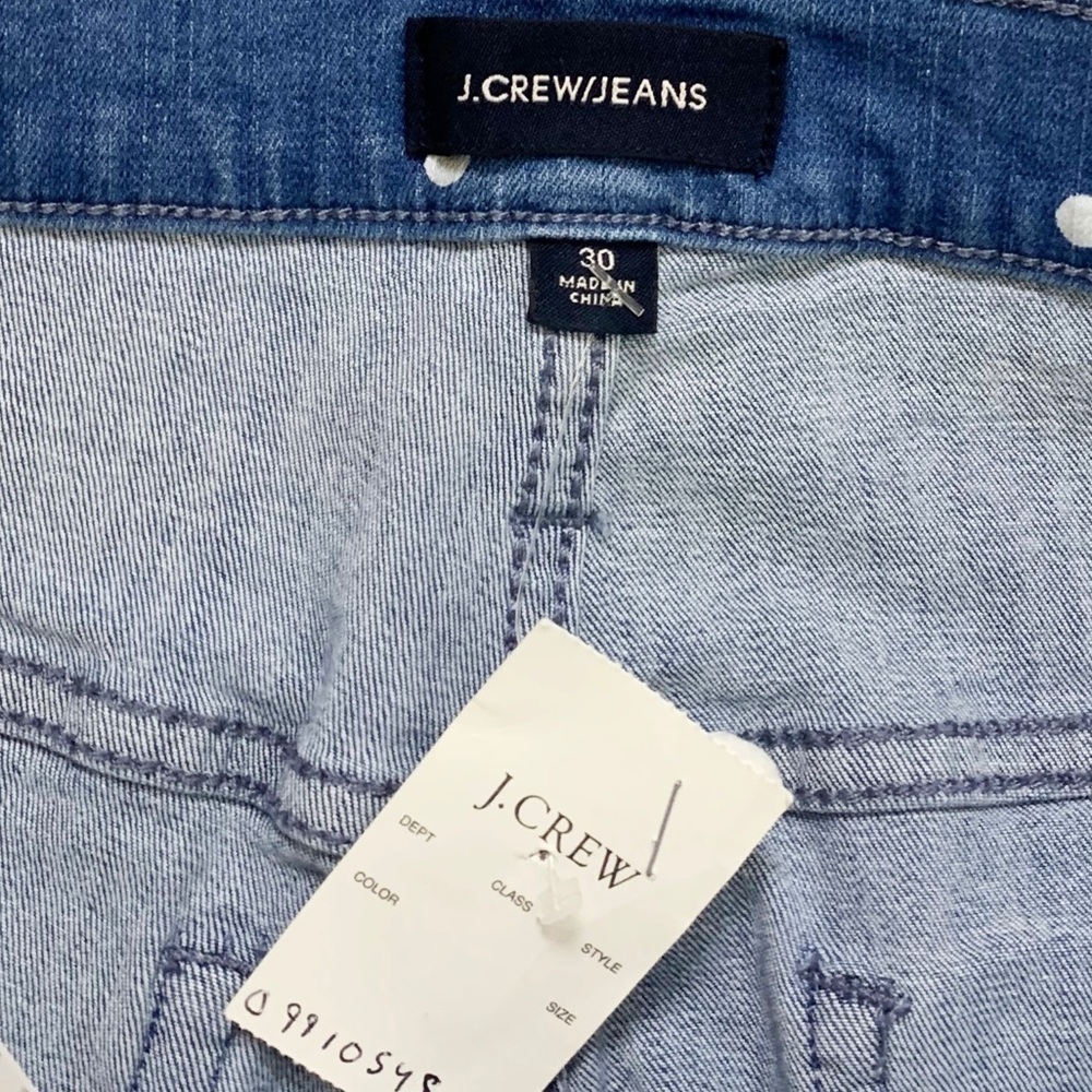 NWT J. Crew Vintage Straight High Rise Jeans In Scattered Dots Blue/White - Picture 6 of 9